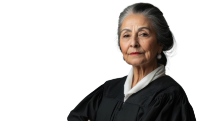 Mexican senior female judge on white background