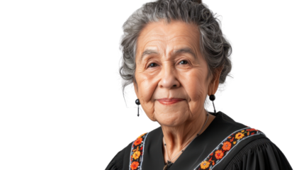 Mexican senior female judge on white background