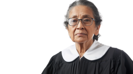 Mexican senior female judge on white background