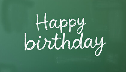 Obraz premium Chalkboard with Happy Birthday text with hand-drawn ornaments isolated on transparent background. 