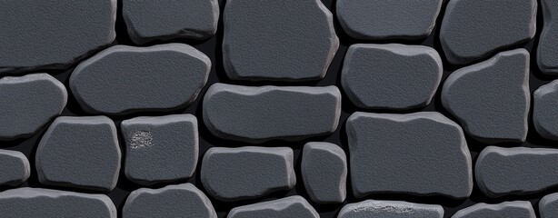 Fototapeta premium Dark Gray Cobblestone Stone Wall Texture Background