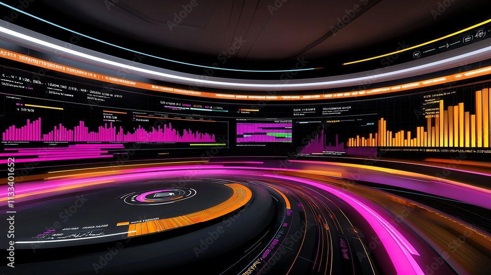 Poster Futuristic data visualization in a virtual environment.