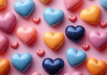 Fototapeta premium Collection of Colorful Heart-Shaped Decorations.