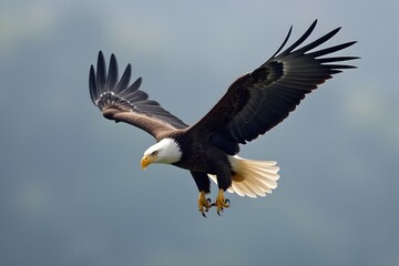 Fototapeta premium Bald Eagle in Flight at Winter Bird Festival