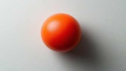 A smooth, vibrant orange sphere resting on a light background, casting a soft shadow.