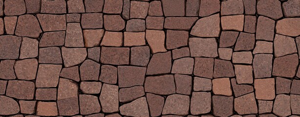 Rustic Brown Stone Wall Texture Irregular Cobblestone Pattern Seamless Background