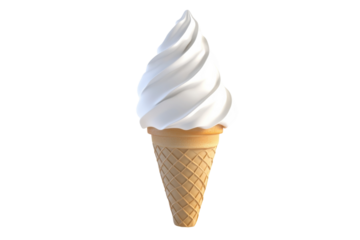 Delightful 3D Ice Cream Cone Featuring a Swirled Top and Toppings, Ideal for Dessert Promotions with Isolated on Transparent Background