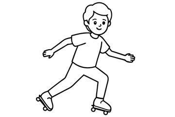 Fototapeta premium A boy skating line art vector