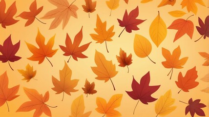 Obraz premium Colorful autumn leaves in warm hues creating an abstract background design suitable for desktop wallpaper