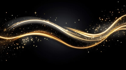 Obraz premium Elegant Gold and Black Abstract Background with Sparkling Lights.