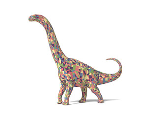 color poly Dinosaur standing on a white background,