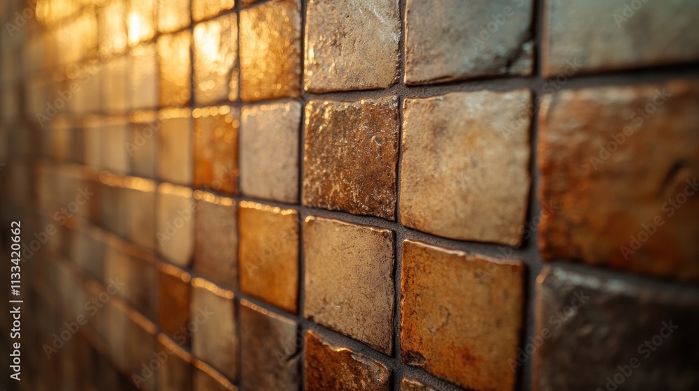 Aufkleber a close-up view of textured tiles arranged in a warm, inviting pattern.