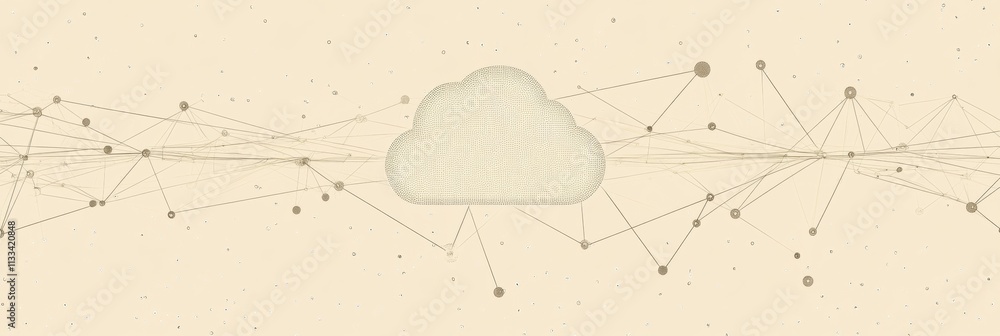 Fototapete Central cloud icon representing cloud services with a neutral background, offering space for adding relevant text or details. Generative AI
