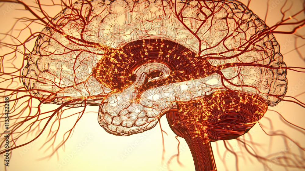 Poster intricate neural pathways: a 3d holographic visualization of the human brain's complex network of co