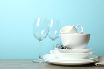 Fototapeta premium Clean dishes on the table