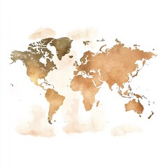 Obraz premium Watercolor Wall Map of the World for Geography Education