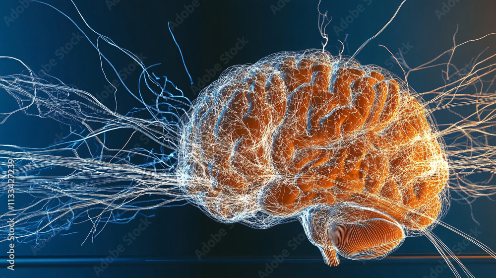 Poster unraveling the enigma: a mesmerizing 3d holographic projection of the human brain, showcasing its in