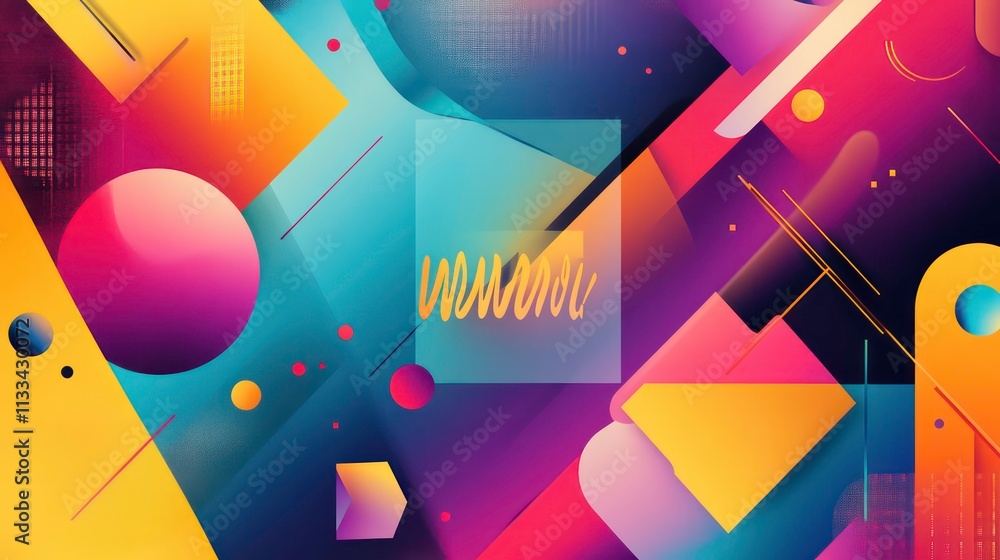 Aufkleber Abstract vibrant geometric shapes background with colorful gradients and overlapping elements.