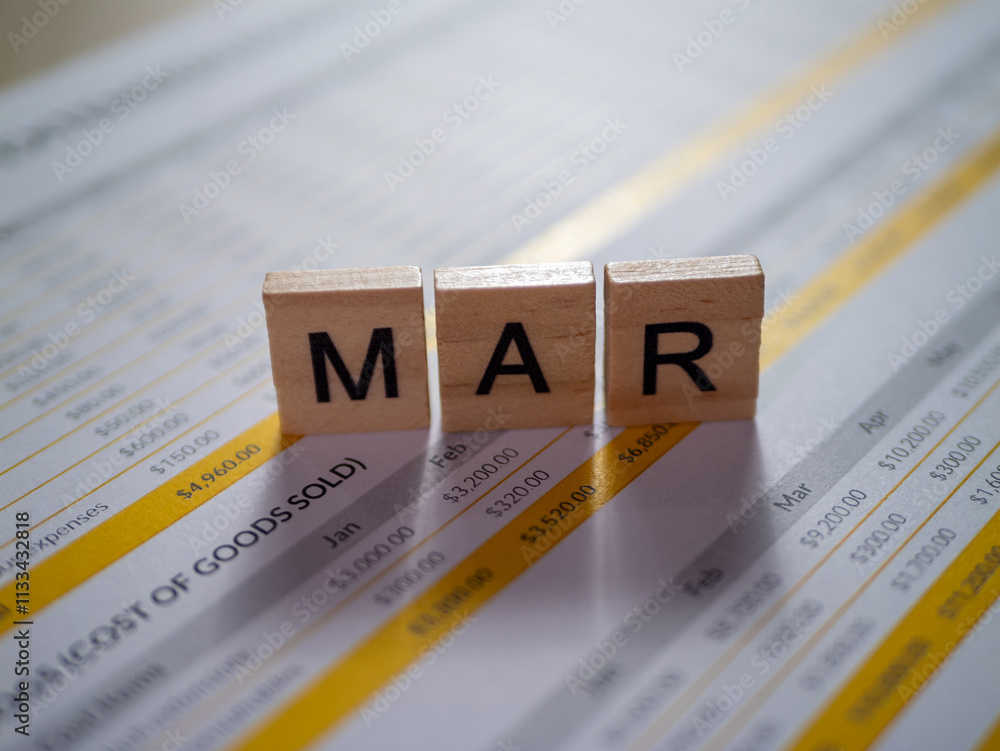 Aufkleber monthly overview march accounting and business report analysis for office space