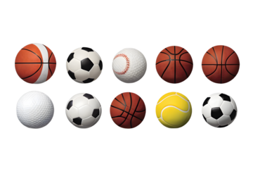 Collection of Realistic Sport Balls with Transparent Background