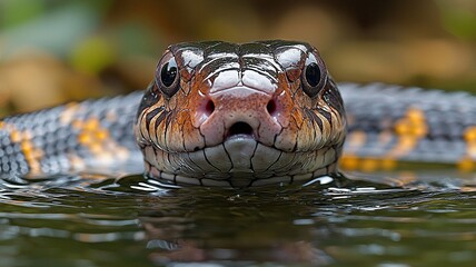 Fototapeta premium Serene snake close-up in water