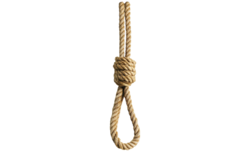 Coiled Rope Hanging Down with isolated on transparent background