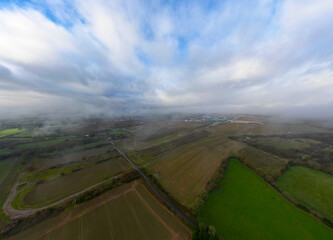 An aerial view of the former airfield RAF Ashbourne in Derbyshire, UK