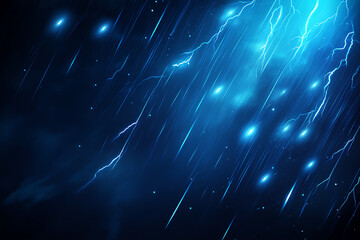 A stunning display of blue lightning illuminating the night sky in dramatic fashion.