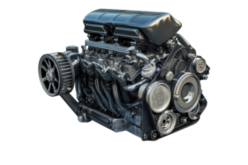 Durable Van Engine Block with Isolated Background with isolated on transparent background