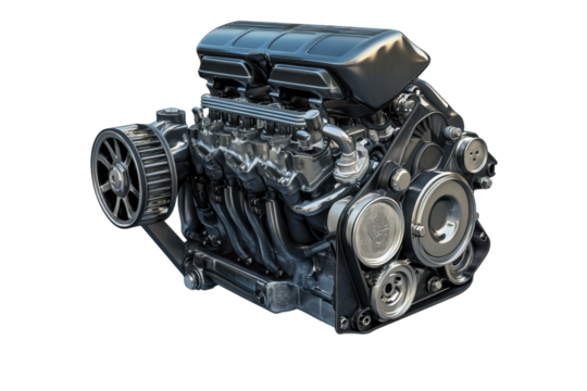 Durable Van Engine Block with Isolated Background with isolated on transparent background