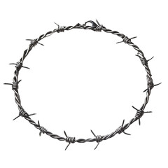 Round barbed wire on white background
