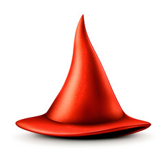 Fototapeta premium A vibrant red witch's hat, symbolizing magic and Halloween celebrations.