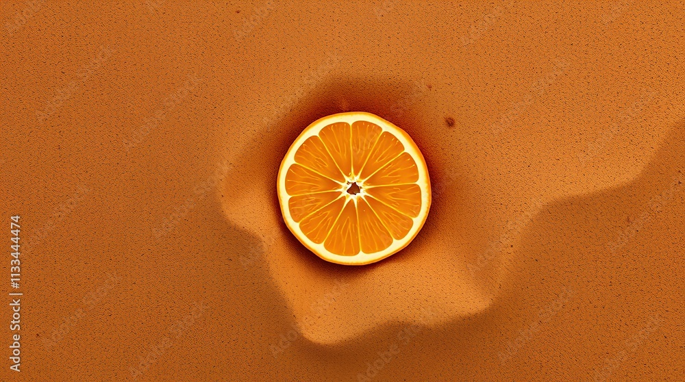 Aufkleber minimalistic orange slice with shadow on a textured background
