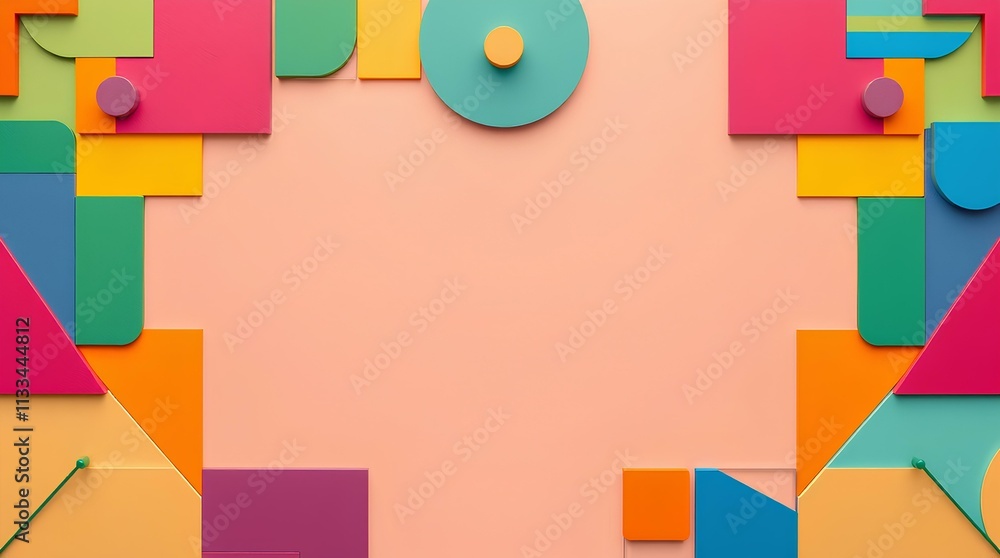 Poster modern abstract composition with colorful shapes and minimalistic patterns, perfect for creative des