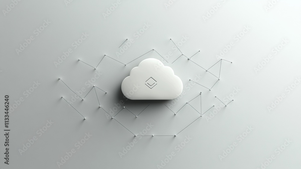Aufkleber a simple cloud icon is centralized, symbolizing cloud services, surrounded by abstract lines, allowi