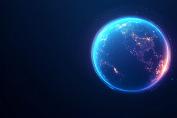 Fototapeta premium A stunning view of the Earth illuminated by glowing lights in a dark space.