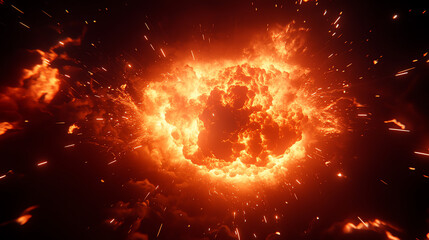 Obraz premium A stunning visual of a fiery explosion showcasing vibrant orange flames and sparks.