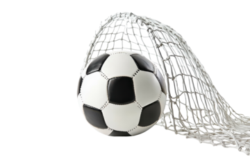 Dynamic Soccer Ball and Goal Net Scene with Isolated Background with isolated on transparent background