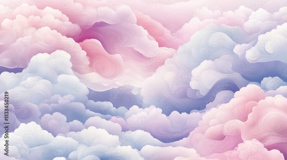 Poster A pattern of gently swirling clouds and mist with a pastel gradient backdrop.