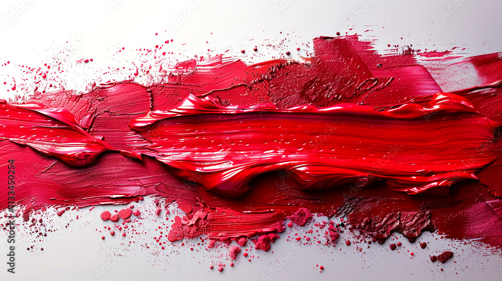 Poster bold red paint strokes create an artistic display of texture and contrast