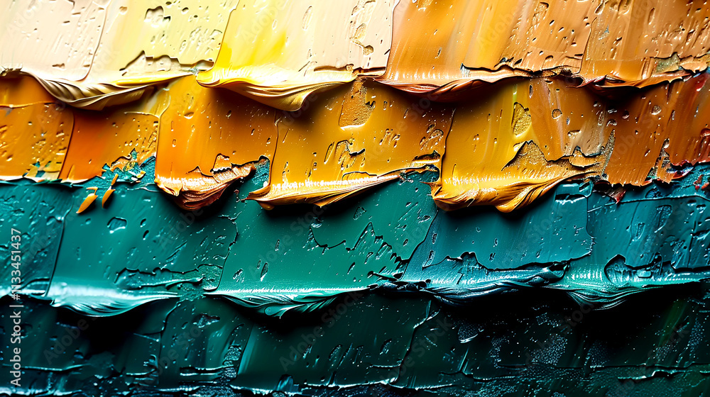 Poster vibrant layers of paint create an artistic tapestry of texture and color