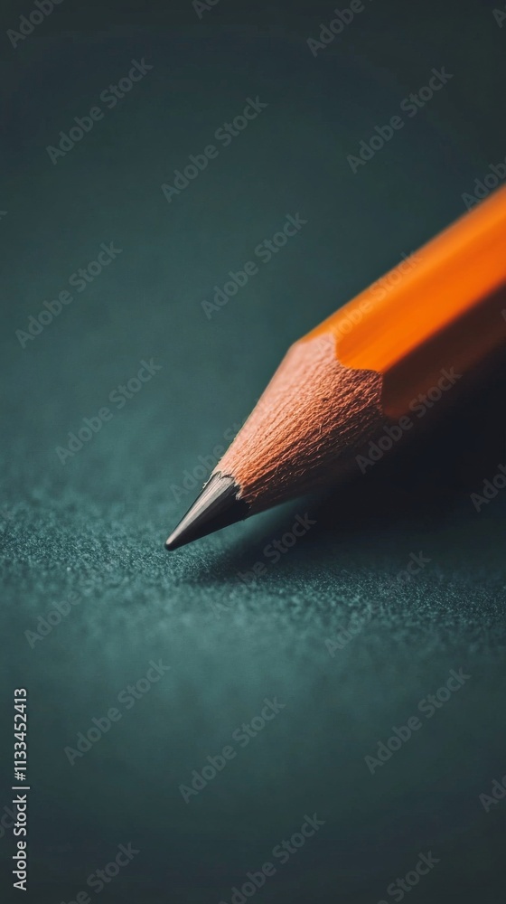 Poster close up of a sharpened pencil resting on dark surface creating inviting workspace atmosphere