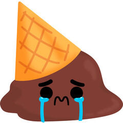 Dropped Chocolate Ice Cream Crying Face Cartoon