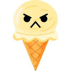 Vanilla Ice Cream Angry Face Cartoon