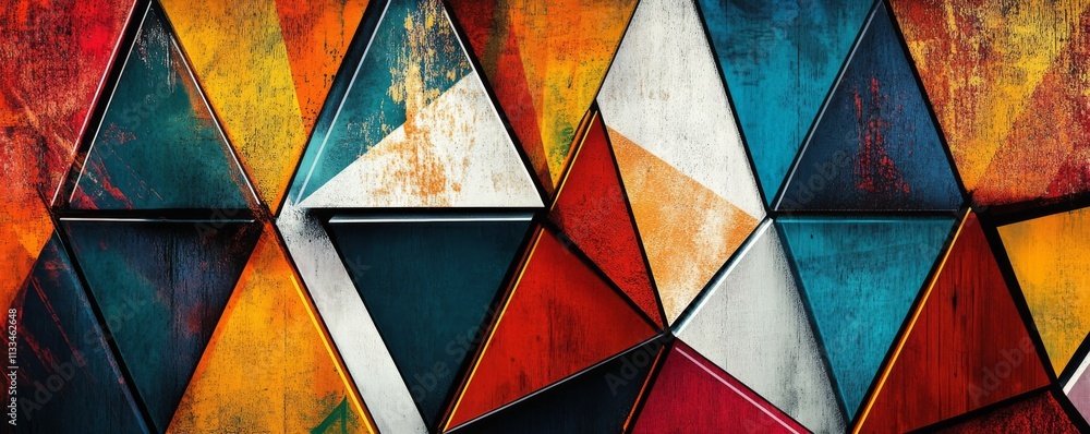 Aufkleber abstract pattern of large triangles line