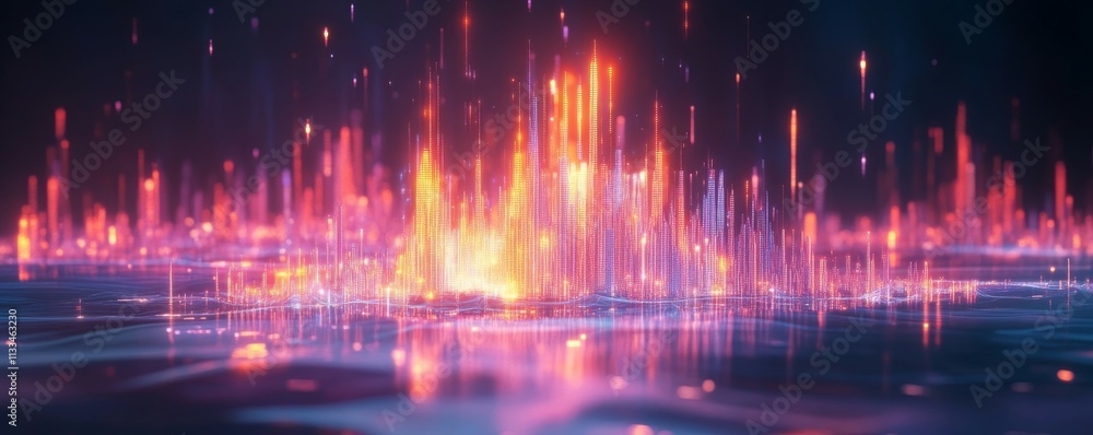 Poster abstract trading chart with big data and infographics. 3d fintech concept background with glowing ca