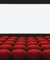 Obraz premium Cinema screen and red seats vector background stock illustration