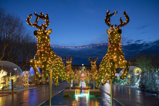 March&eacute; de No&euml;l et illuminations &agrave; Beziers dans le d&eacute;partement de l'Herault en r&eacute;gion Occitanie - France