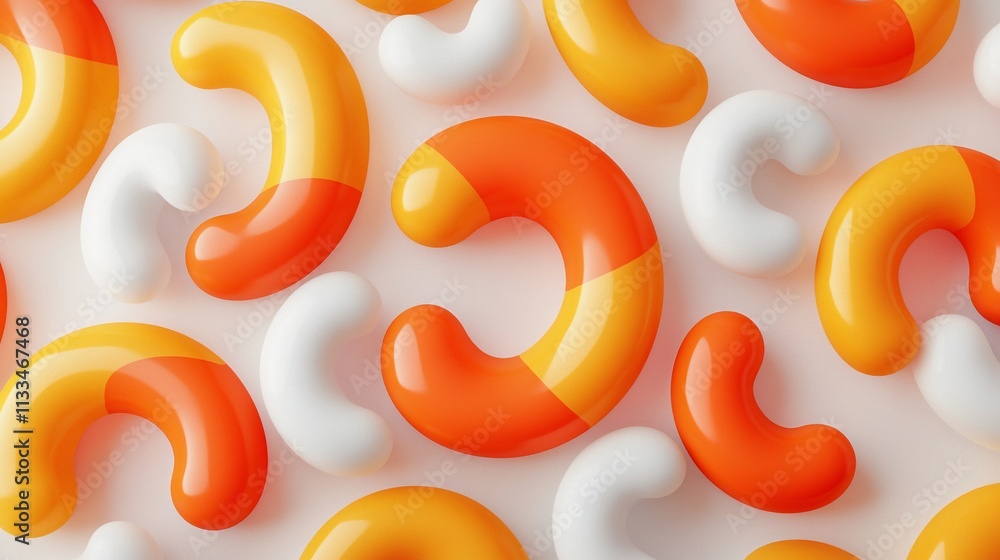 Poster abstract background with colorful, glossy, curved shapes.
