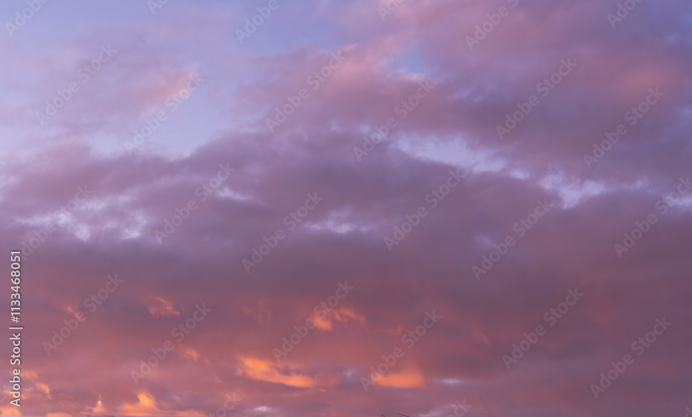 Wall mural sunset sky background. beautiful evening sunset sky with clouds.